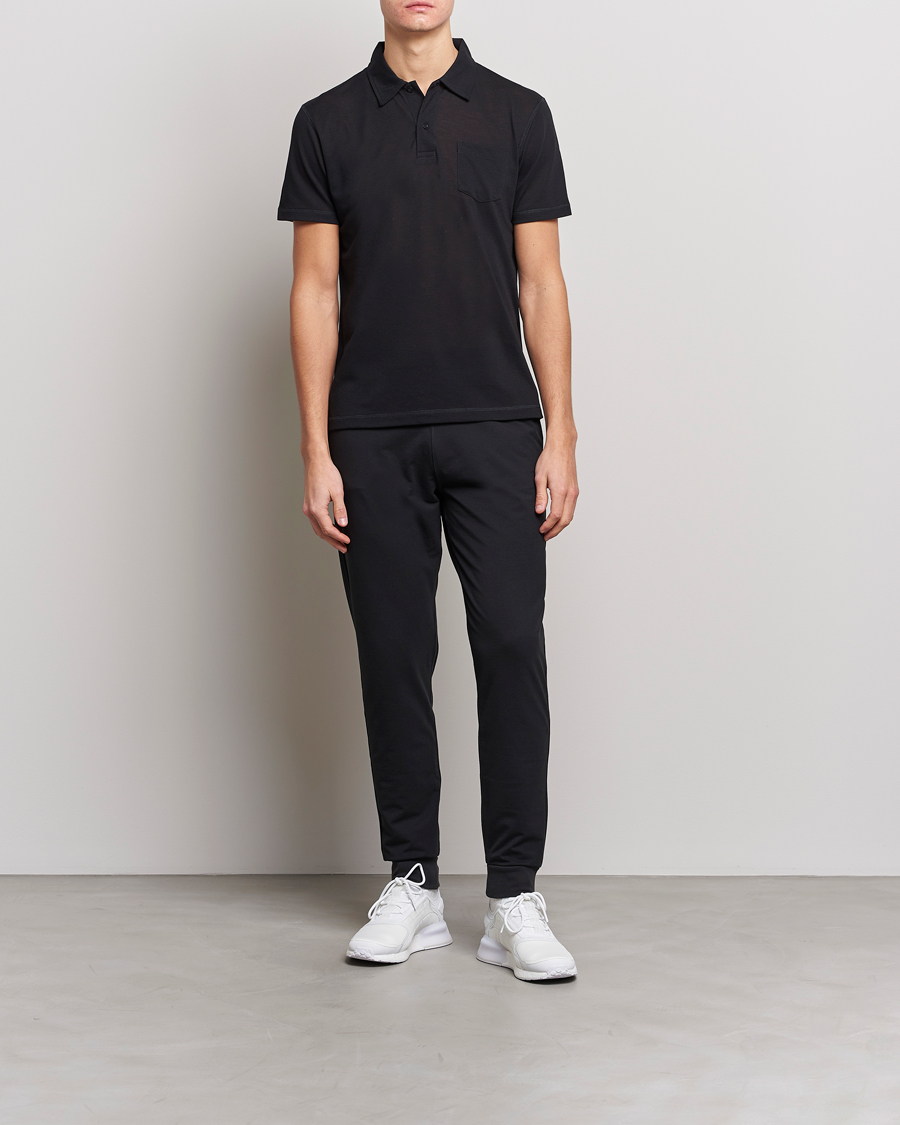 Herr | Pikéer | Sunspel | Active Pique Polo Black