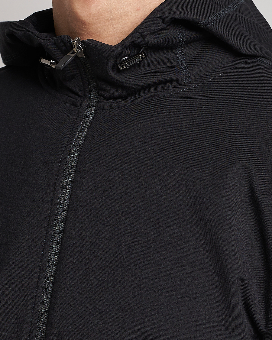 Herr | Tröjor | Sunspel | Active Full Zip Hood Black