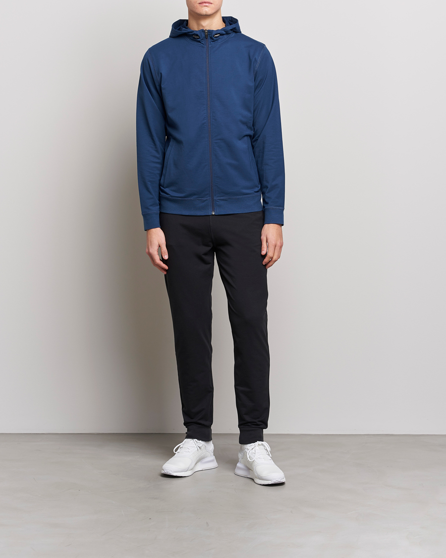 Herr | Tröjor | Sunspel | Active Full Zip Hood Navy
