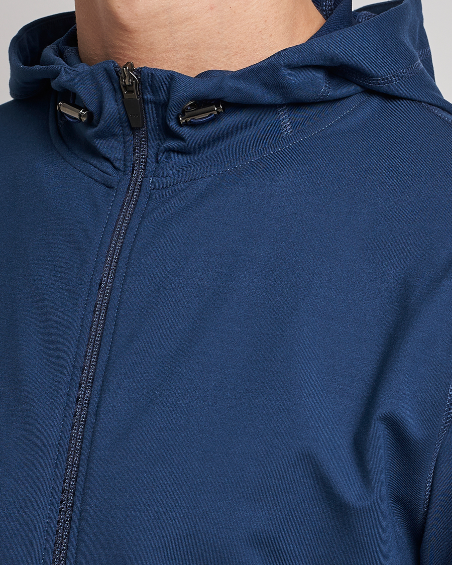 Herr | Tröjor | Sunspel | Active Full Zip Hood Navy