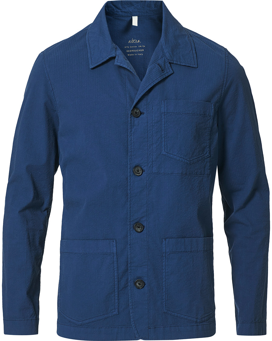 Herr | Skjortor | Altea | Seersucker Overshirt Navy