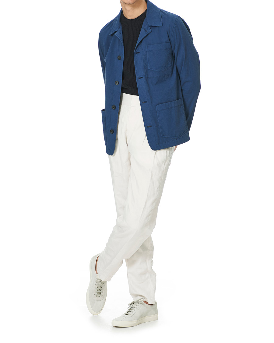 Herr | Skjortor | Altea | Seersucker Overshirt Navy