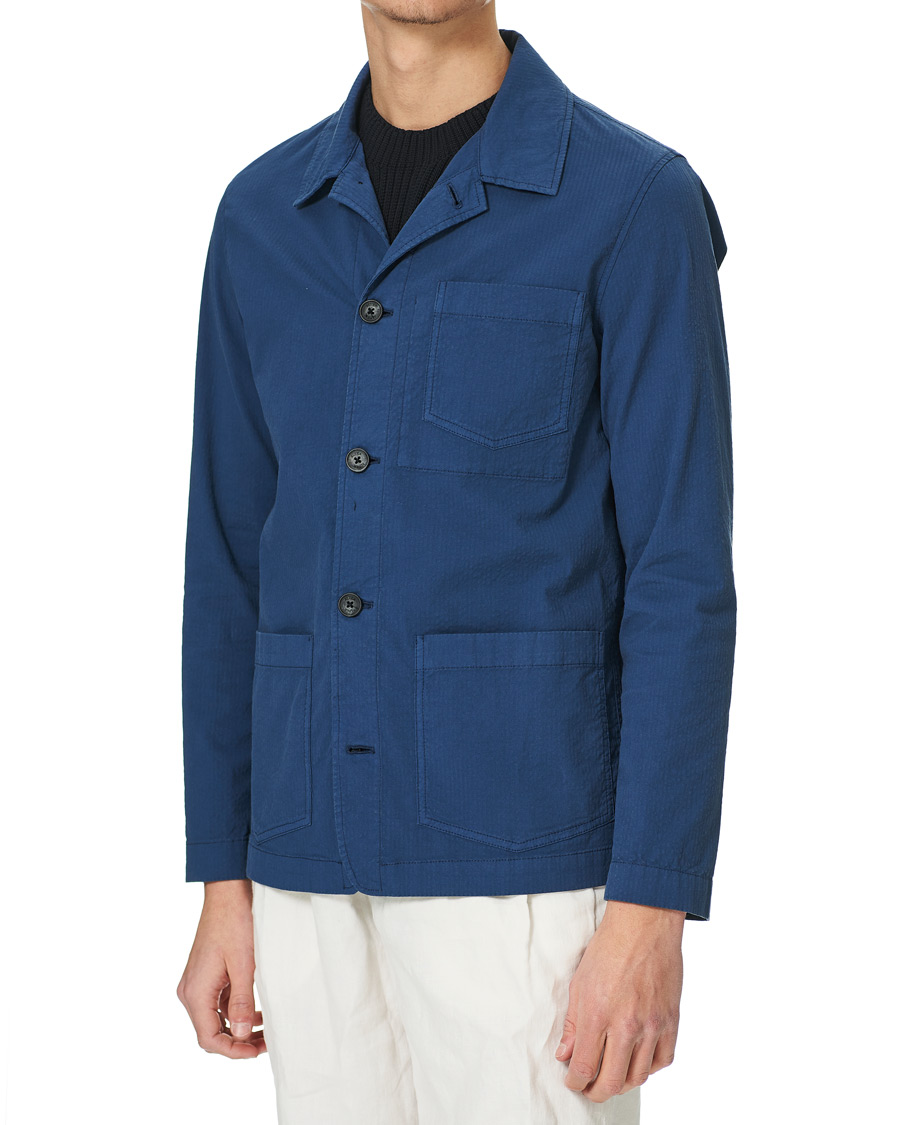 Herr | Skjortor | Altea | Seersucker Overshirt Navy
