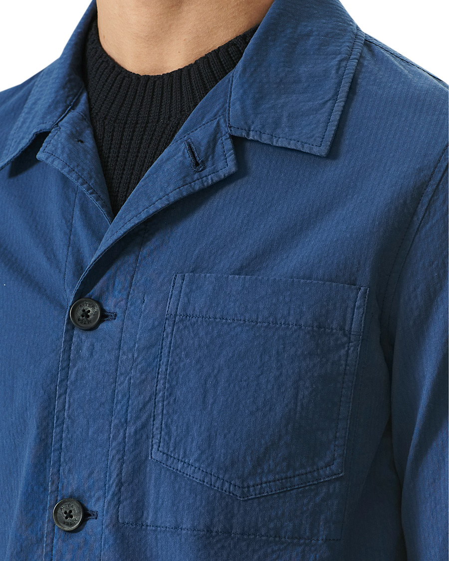 Herr | Skjortor | Altea | Seersucker Overshirt Navy