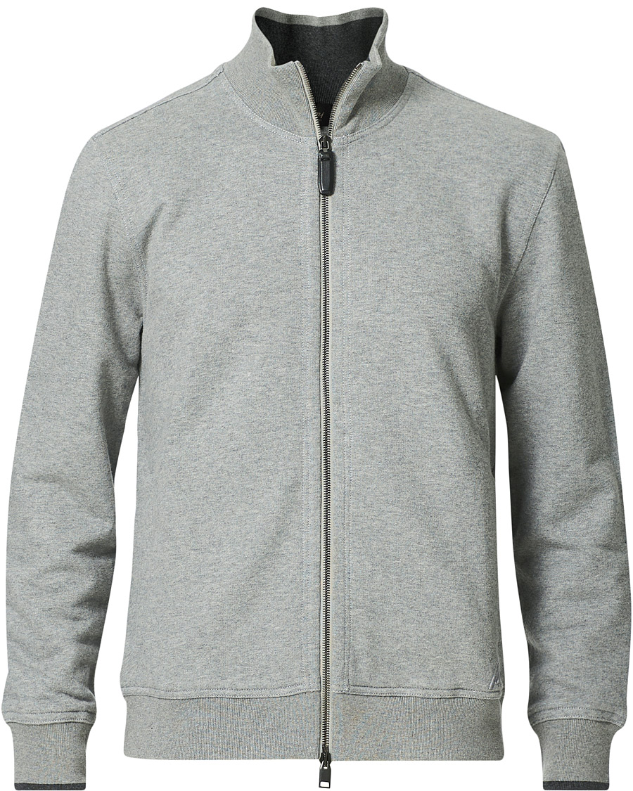 Herr | Tröjor | Brioni | French Terry Cotton Zip Sweater Light Grey