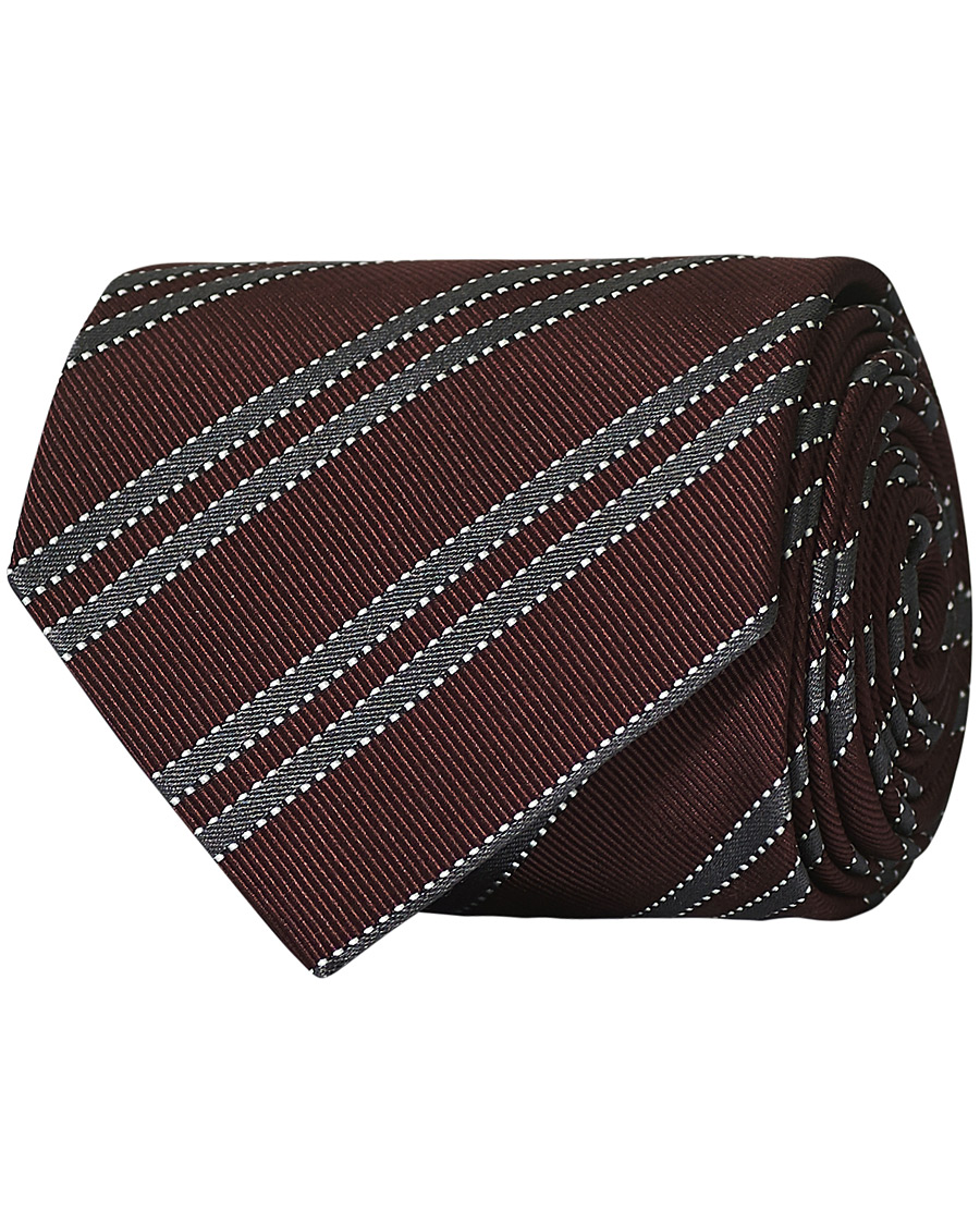 Herr | Brioni Regimental Stripe Silk Tie Burgundy 8 cm | Brioni | Regimental Stripe Silk Tie Burgundy 8 cm