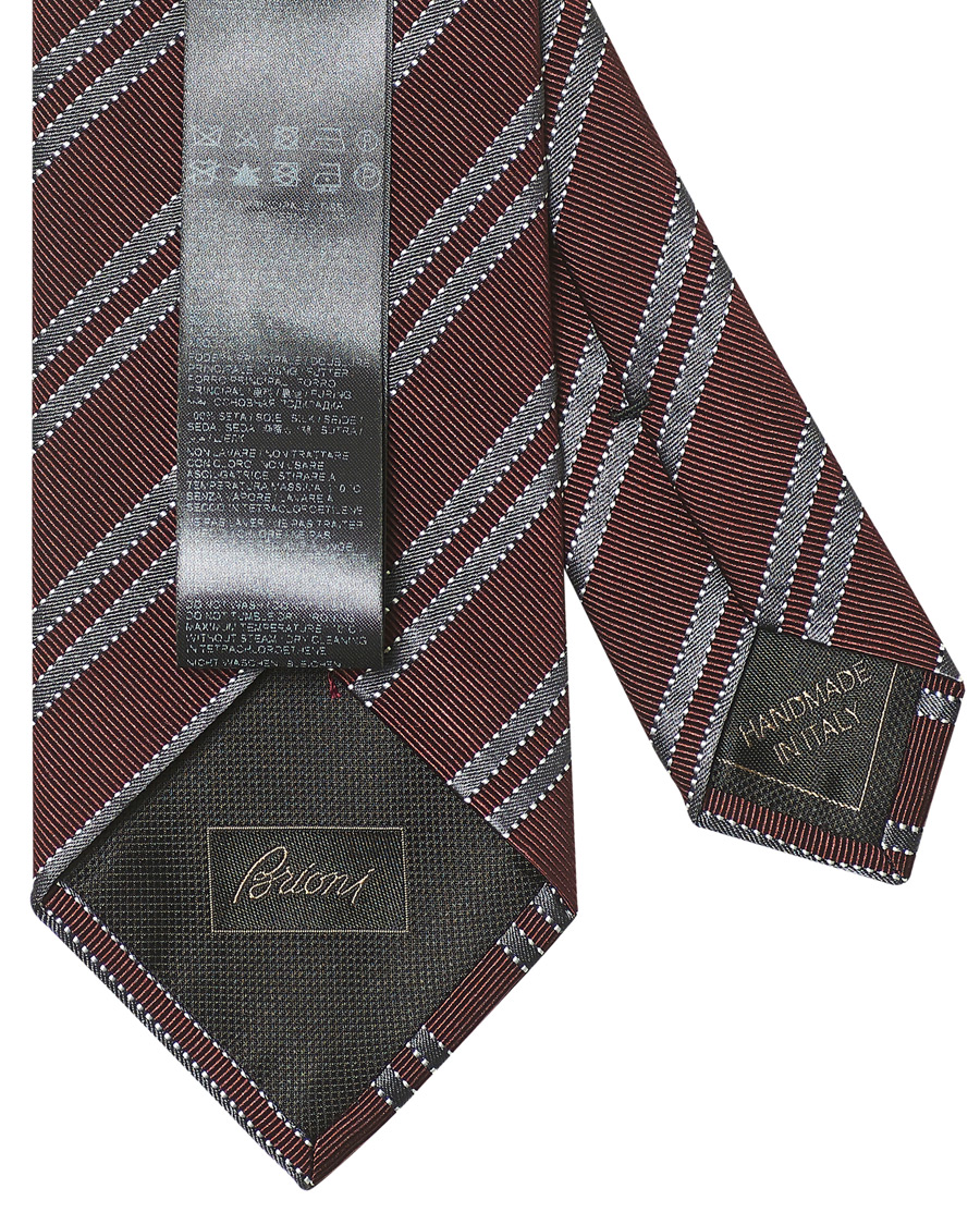 Herr | Brioni Regimental Stripe Silk Tie Burgundy 8 cm | Brioni | Regimental Stripe Silk Tie Burgundy 8 cm