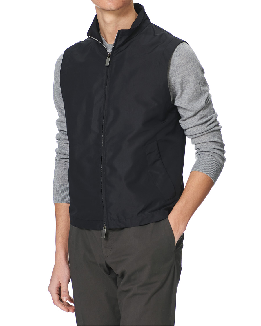 Herr | Jackor | Canali | Microfiber Nylon Gilet Navy