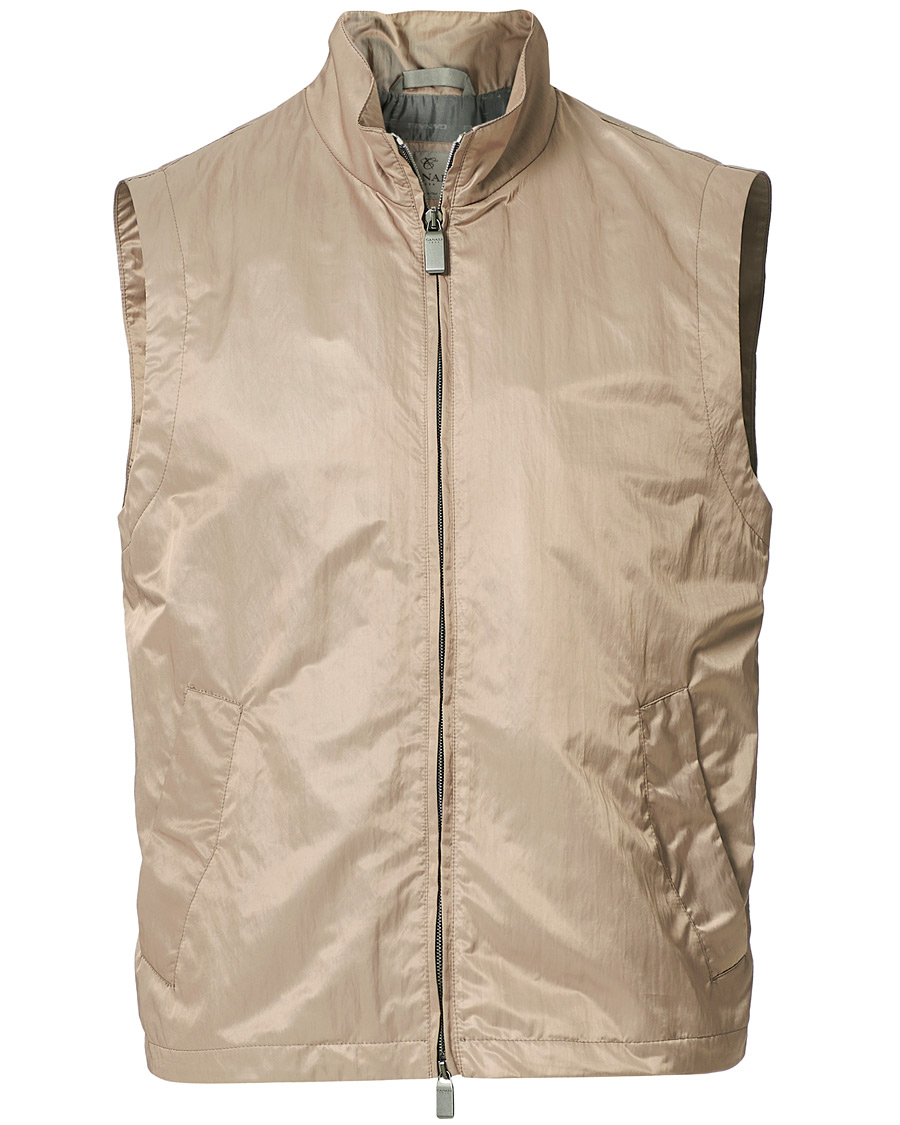 Herr | Jackor | Canali | Microfiber Nylon Gilet Beige
