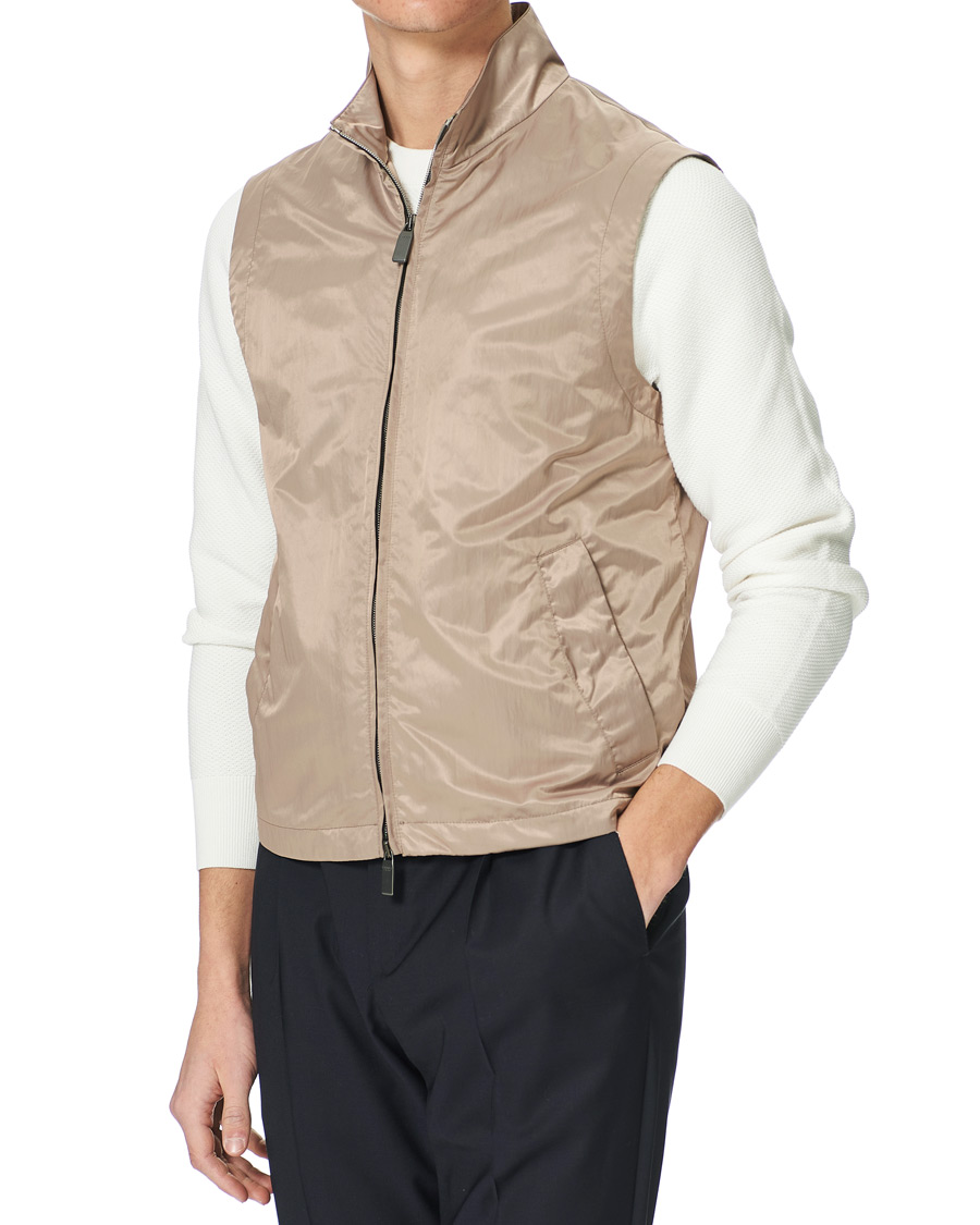 Herr | Jackor | Canali | Microfiber Nylon Gilet Beige