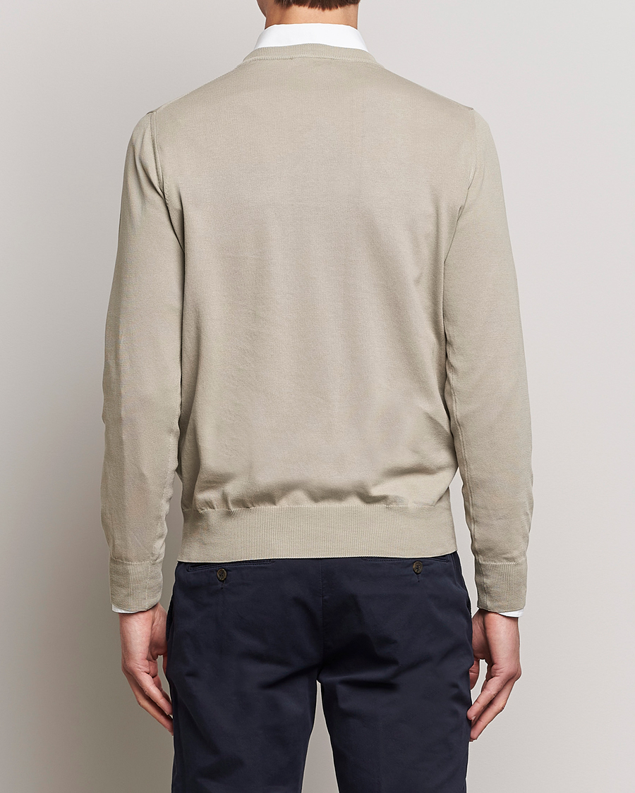 Herr | Tröjor | Canali | Cotton Crew Neck Pullover Sage