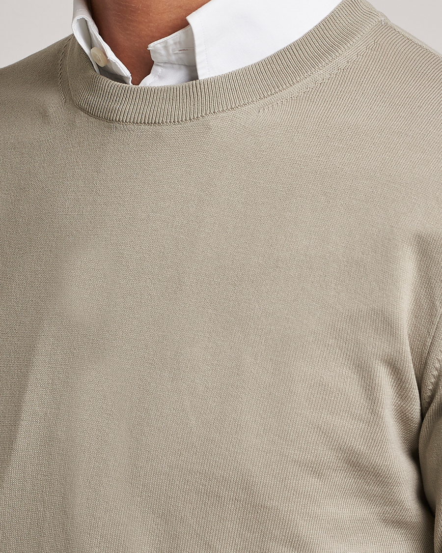 Herr | Tröjor | Canali | Cotton Crew Neck Pullover Sage