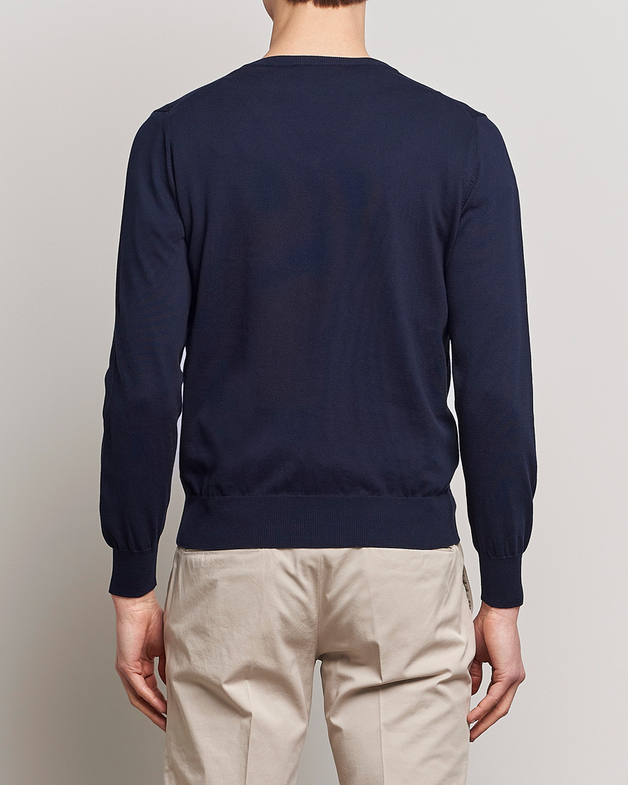 Herr | Tröjor | Canali | Cotton V-Neck Pullover Navy