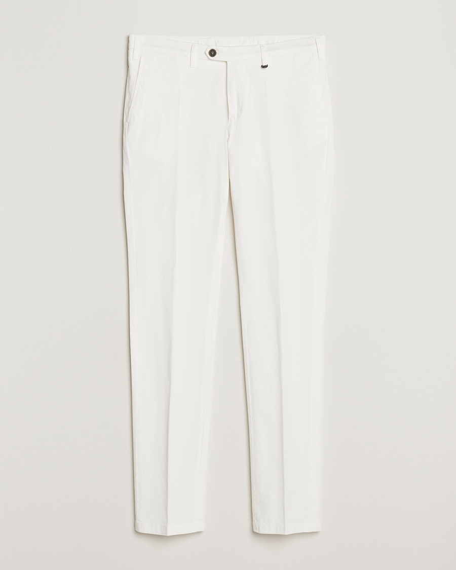 Herr | Byxor | Canali | Cotton Stretch Chinos Optical White
