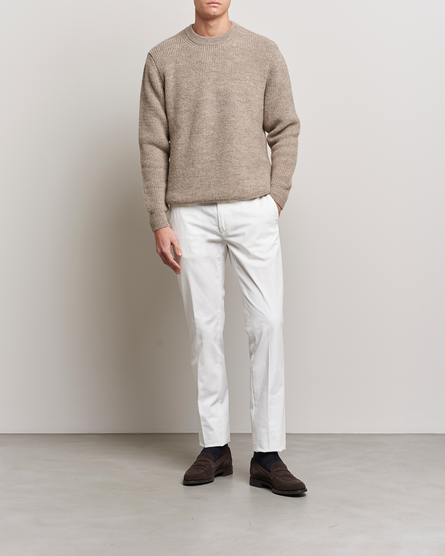 Herr | Byxor | Canali | Cotton Stretch Chinos Optical White
