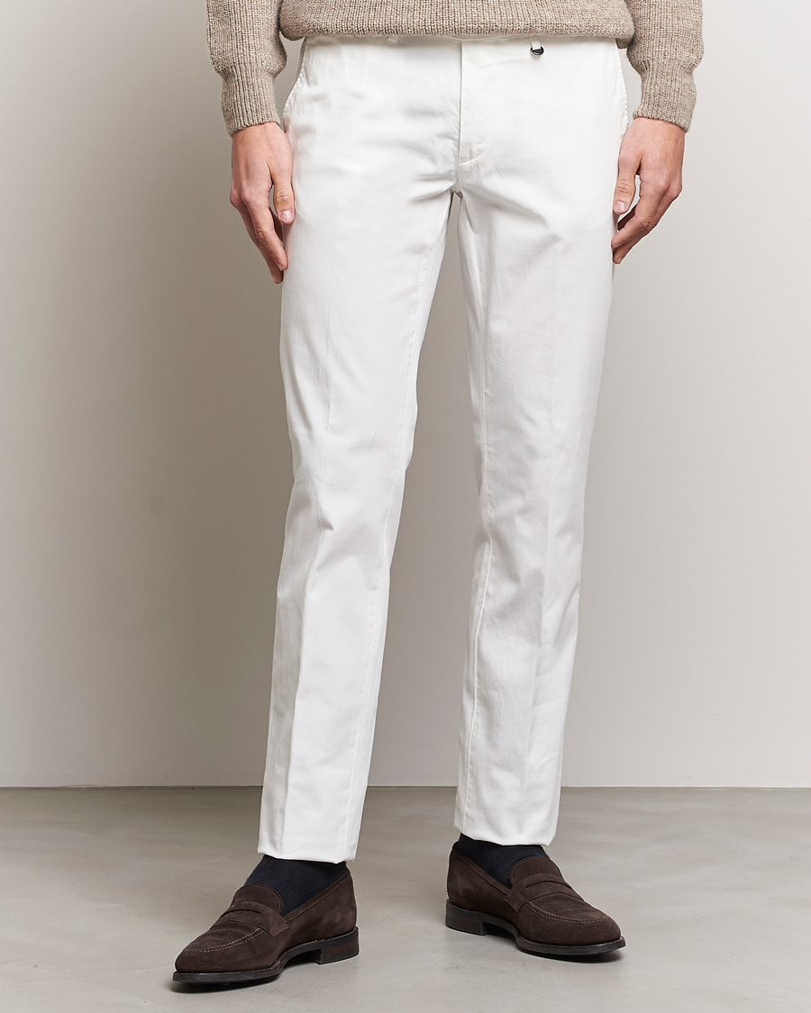 Herr | Byxor | Canali | Cotton Stretch Chinos Optical White