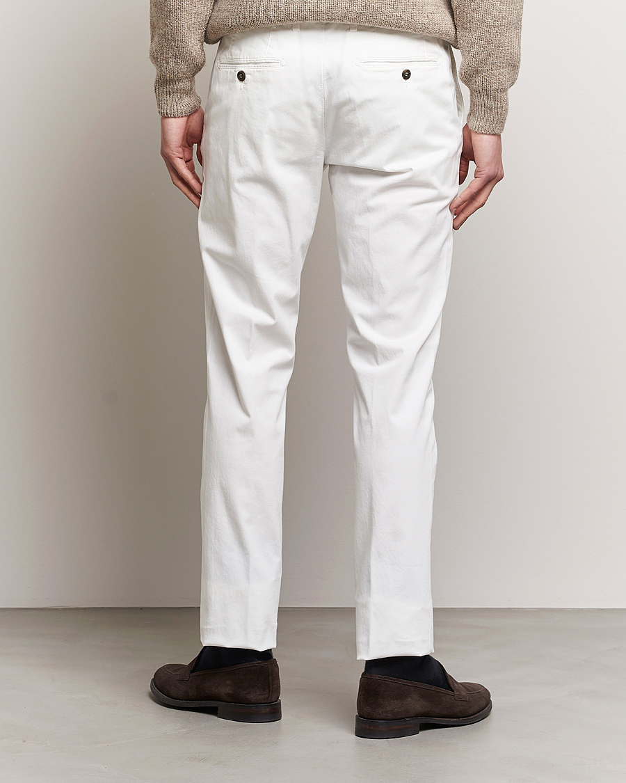 Herr | Byxor | Canali | Cotton Stretch Chinos Optical White