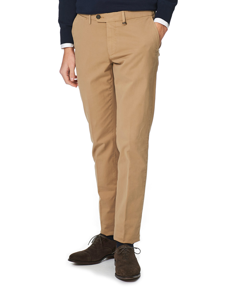 Herr | Byxor | Canali | Cotton Stretch Chinos Khaki