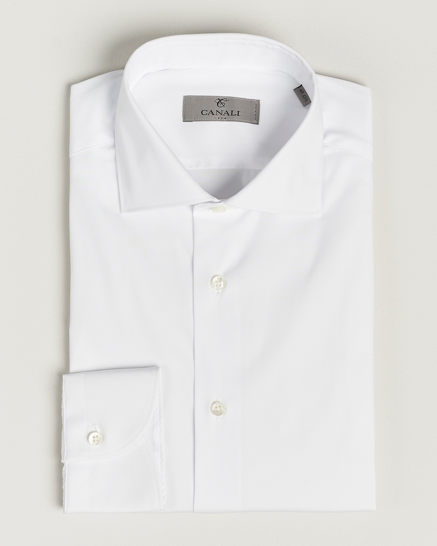 Herr | Skjortor | Canali | Slim Fit Cotton/Stretch Shirt White