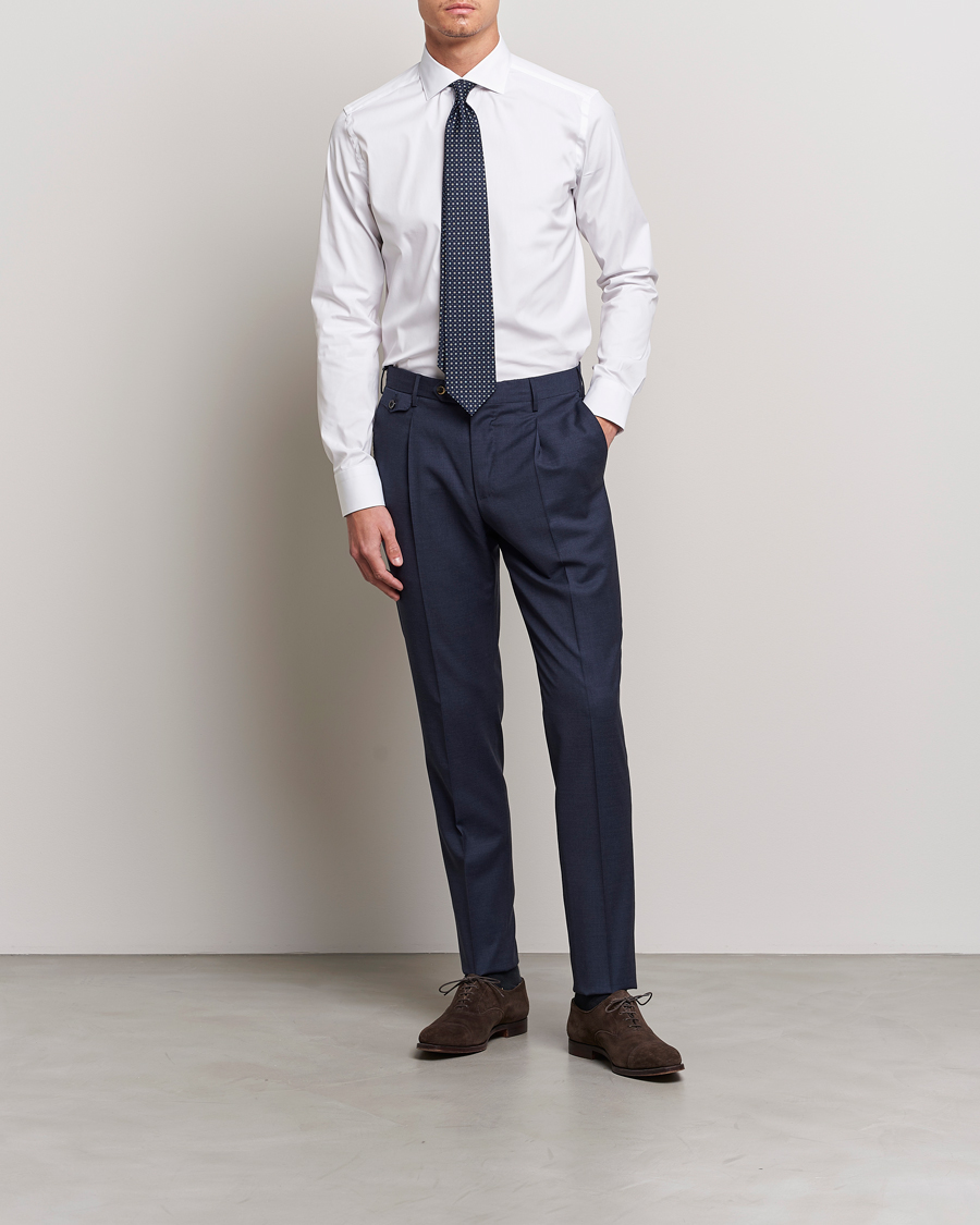 Herr | Quiet Luxury | Canali | Slim Fit Cotton/Stretch Shirt White