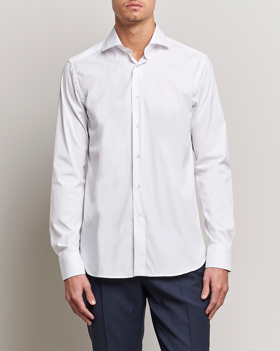 Herr | Businesskjortor | Canali | Slim Fit Cotton/Stretch Shirt White