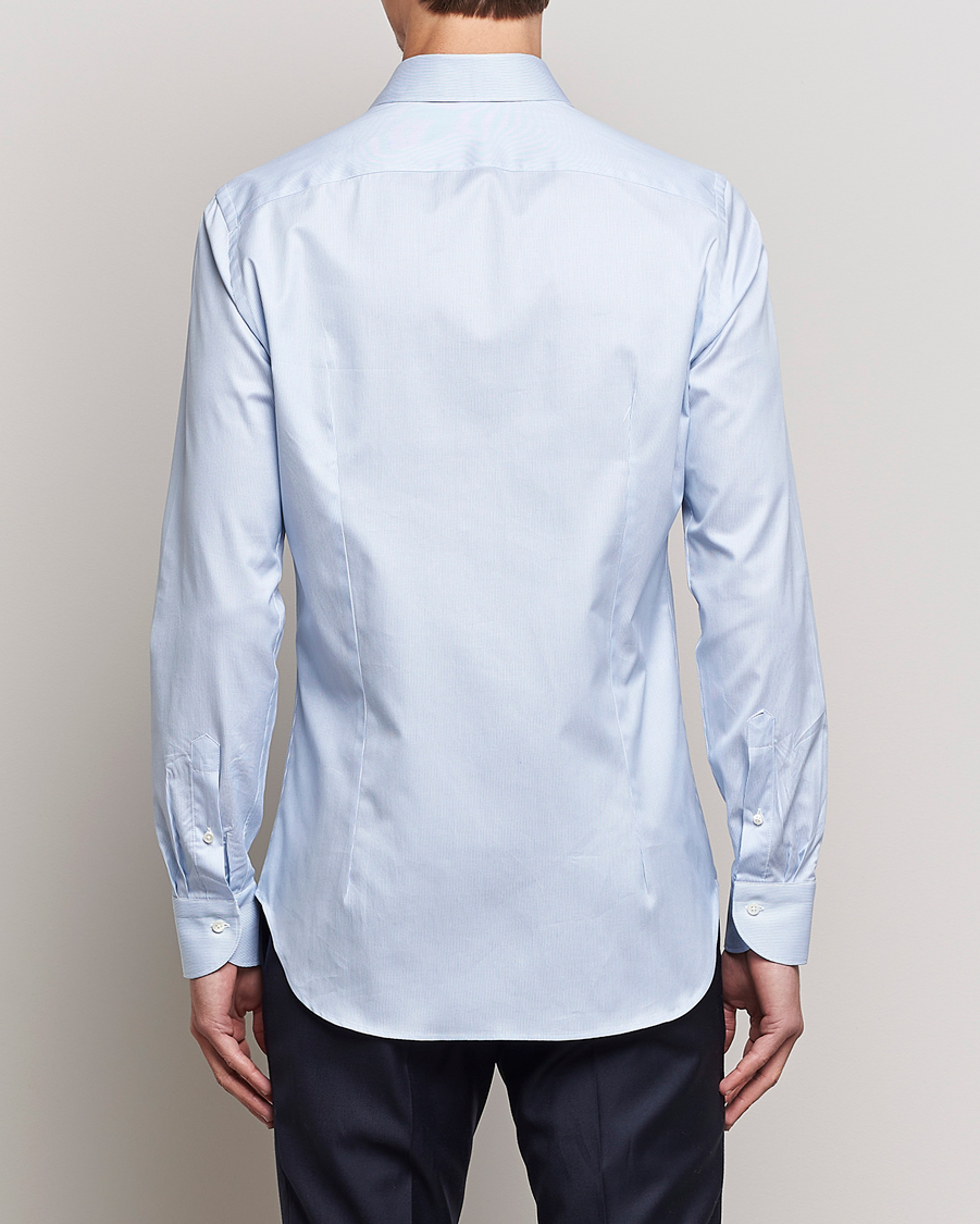 Herr | Skjortor | Canali | Slim Fit Striped Cotton Shirt Light Blue