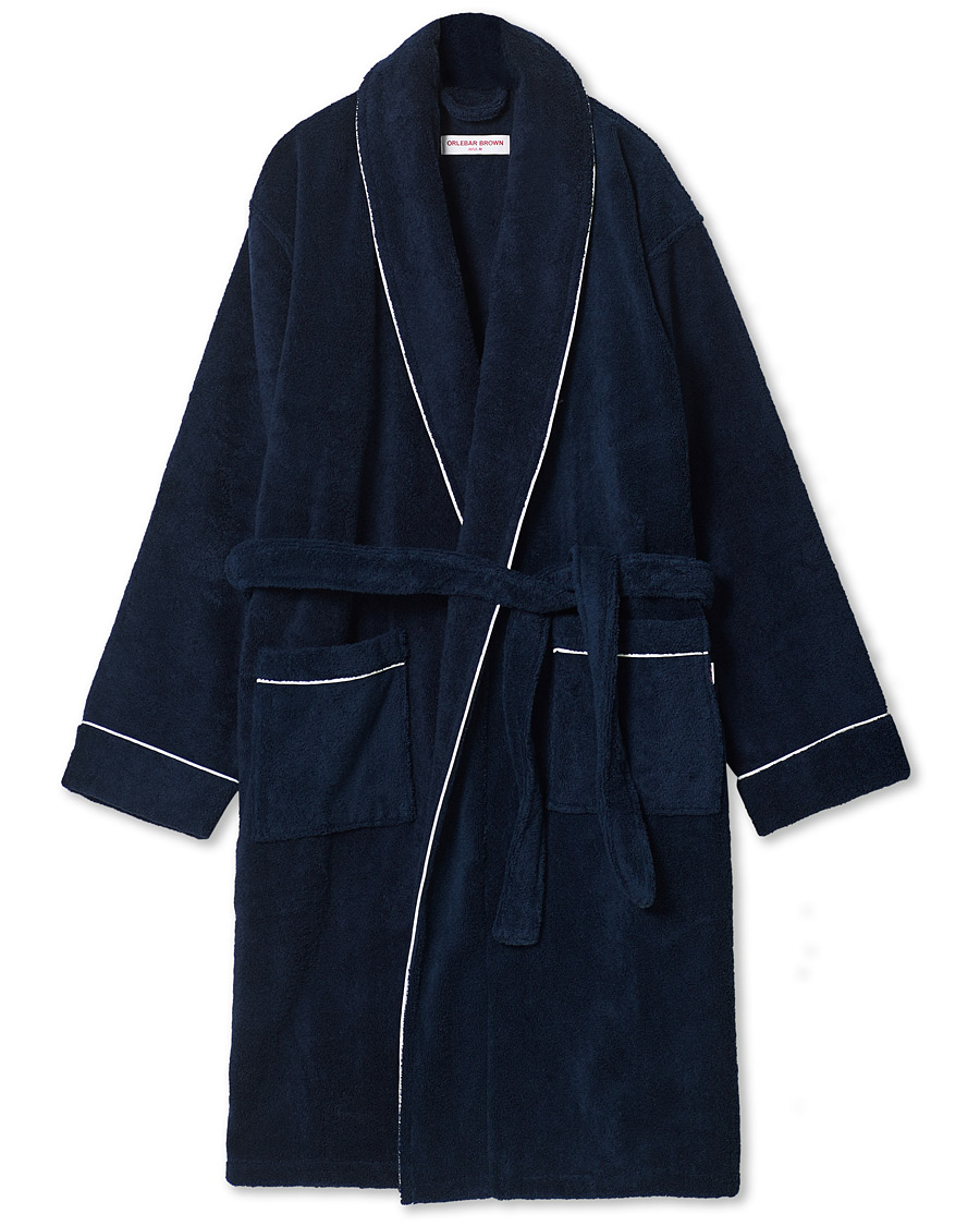 Herr | Pyjamas & Morgonrockar | Orlebar Brown | Elroy Piped Cotton Robe Navy