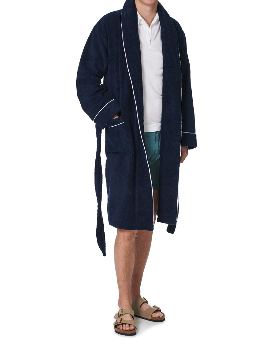 Herr | Pyjamas & Morgonrockar | Orlebar Brown | Elroy Piped Cotton Robe Navy