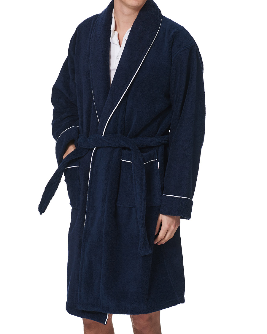 Herr | Pyjamas & Morgonrockar | Orlebar Brown | Elroy Piped Cotton Robe Navy
