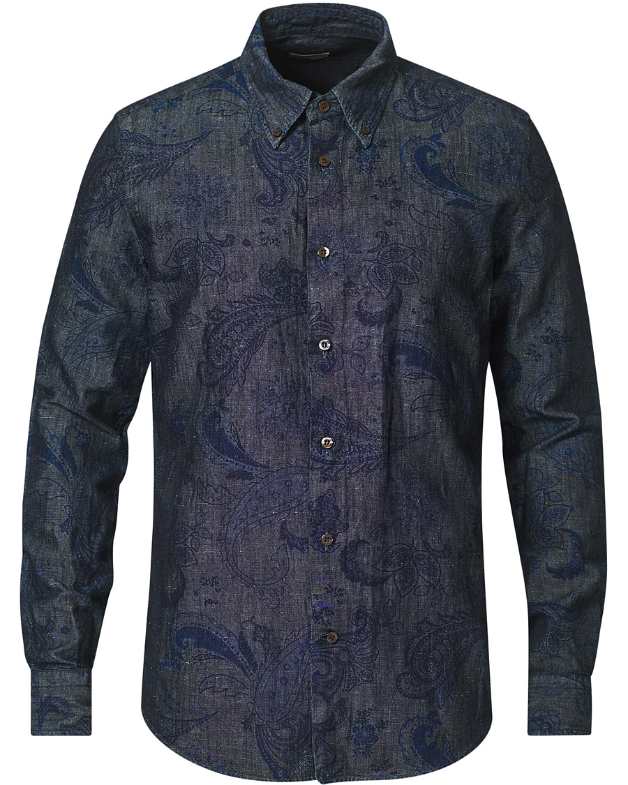 Herr | Skjortor | Etro | Paisley Denim Shirt Indigo