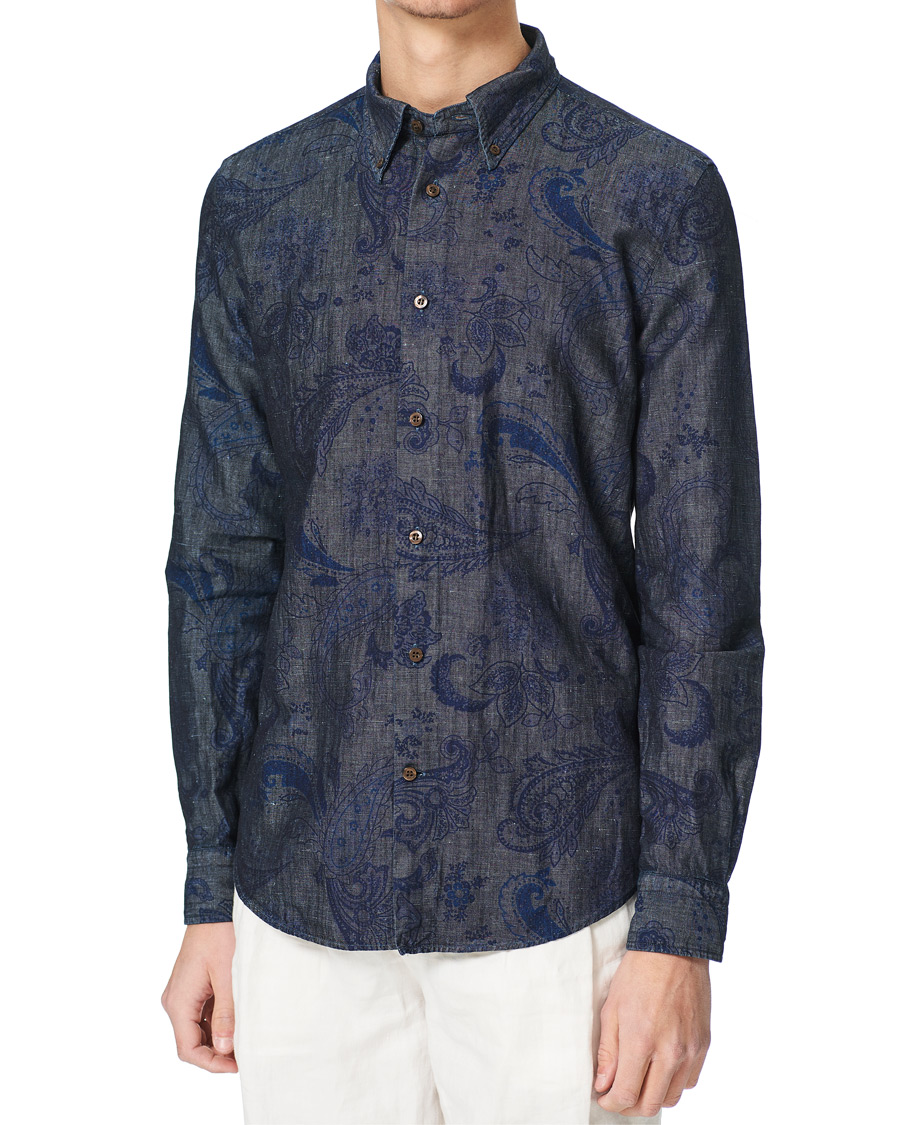 Herr | Skjortor | Etro | Paisley Denim Shirt Indigo