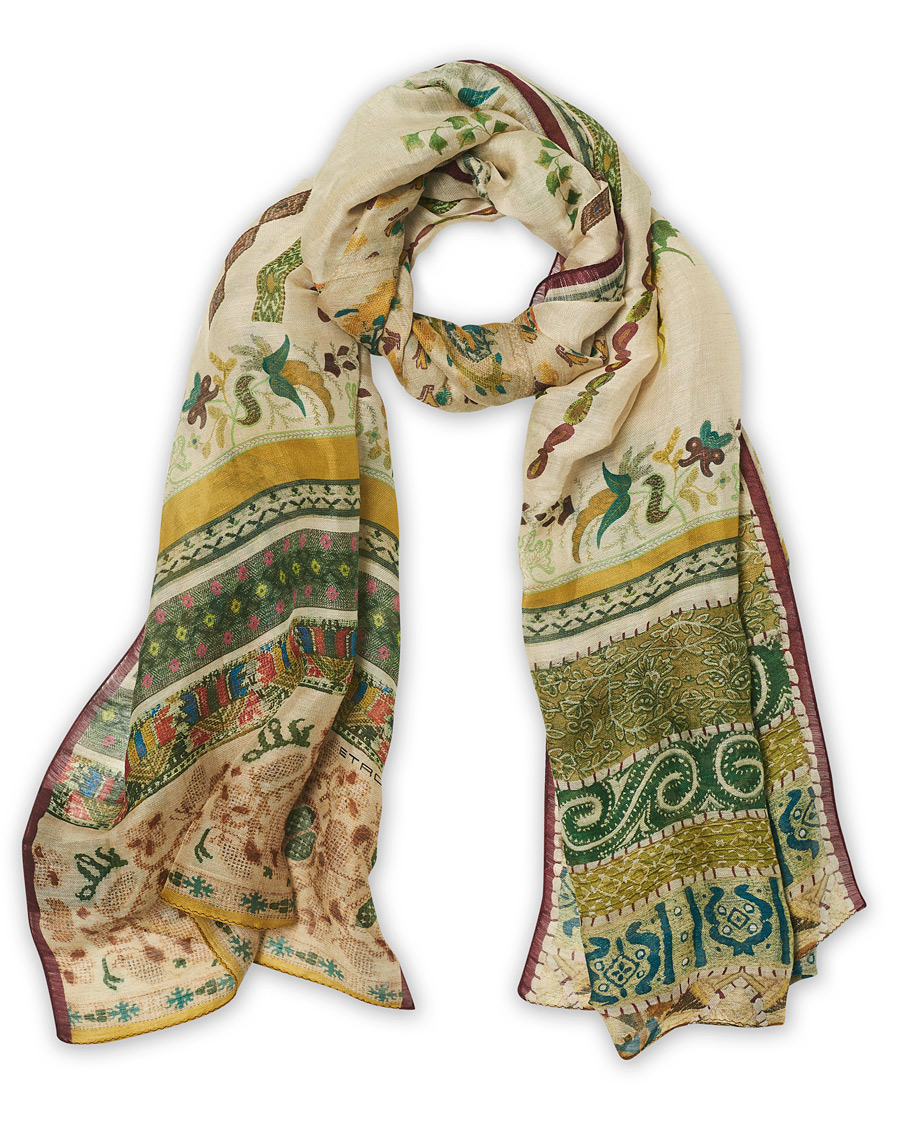 Herr | Etro Shaal Nur Linen/Silk Scarf Beige/Green | Etro | Shaal Nur Linen/Silk Scarf Beige/Green