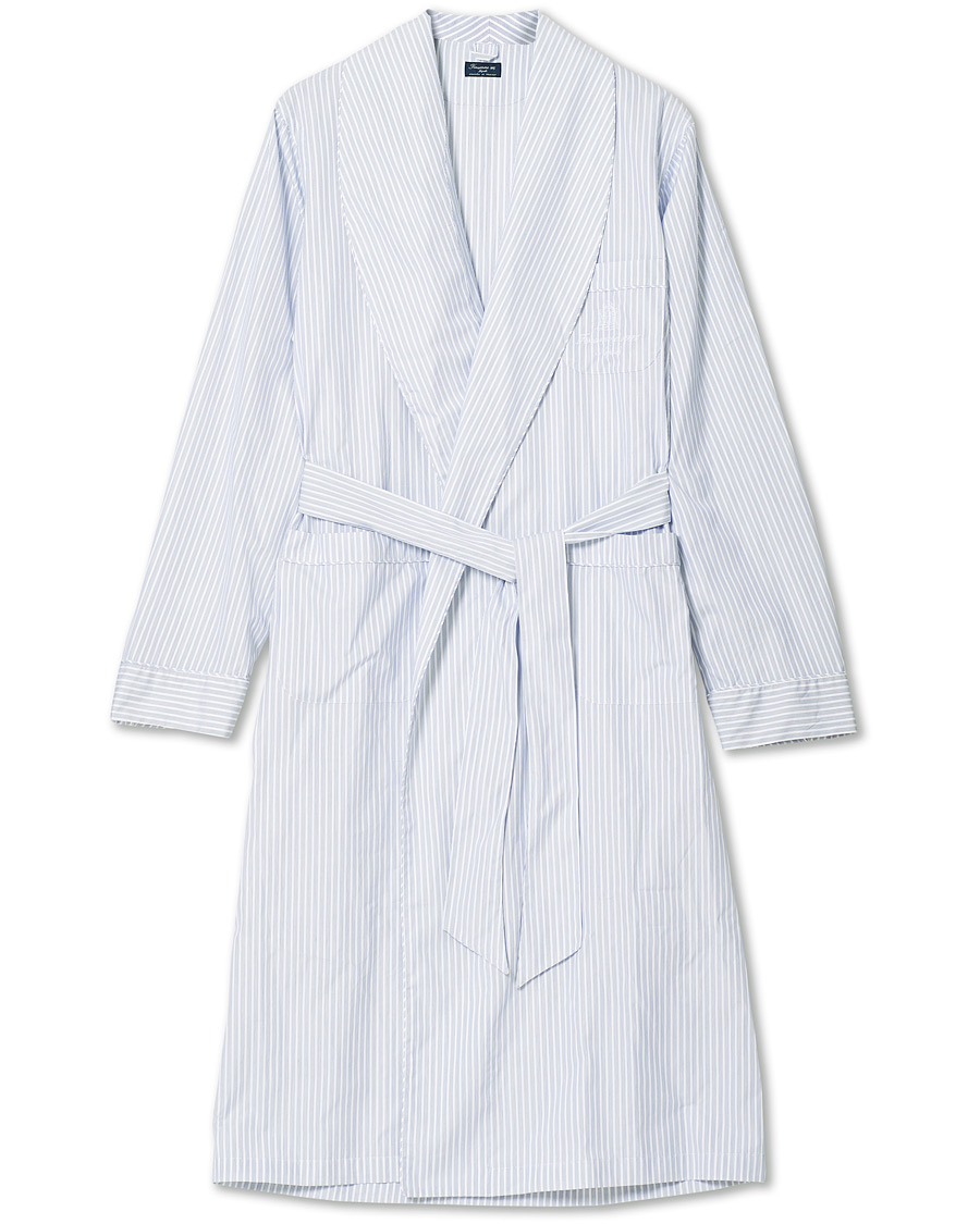 Herr | Pyjamas & Morgonrockar | Finamore Napoli | Striped Popeline Robe White/Blue