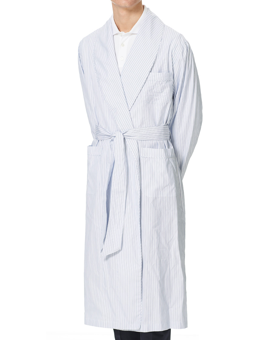 Herr | Pyjamas & Morgonrockar | Finamore Napoli | Striped Popeline Robe White/Blue
