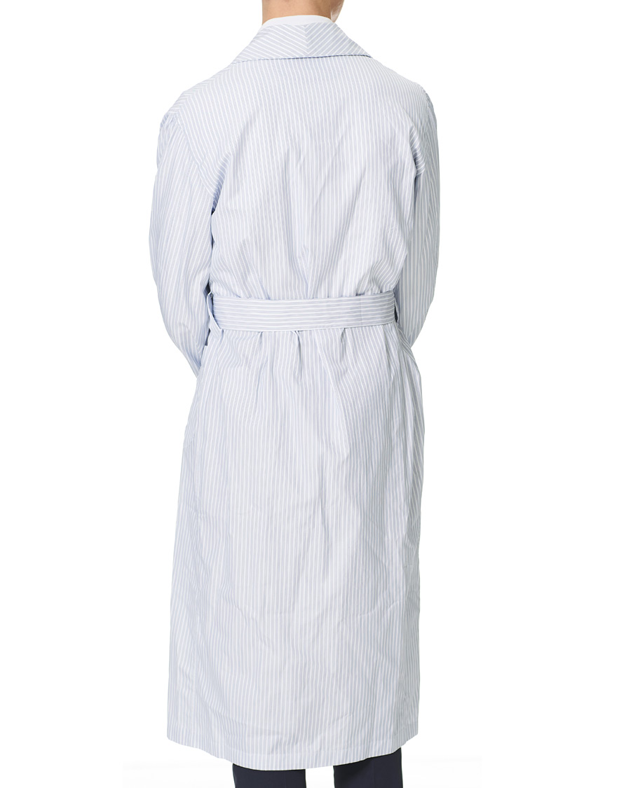 Herr | Pyjamas & Morgonrockar | Finamore Napoli | Striped Popeline Robe White/Blue