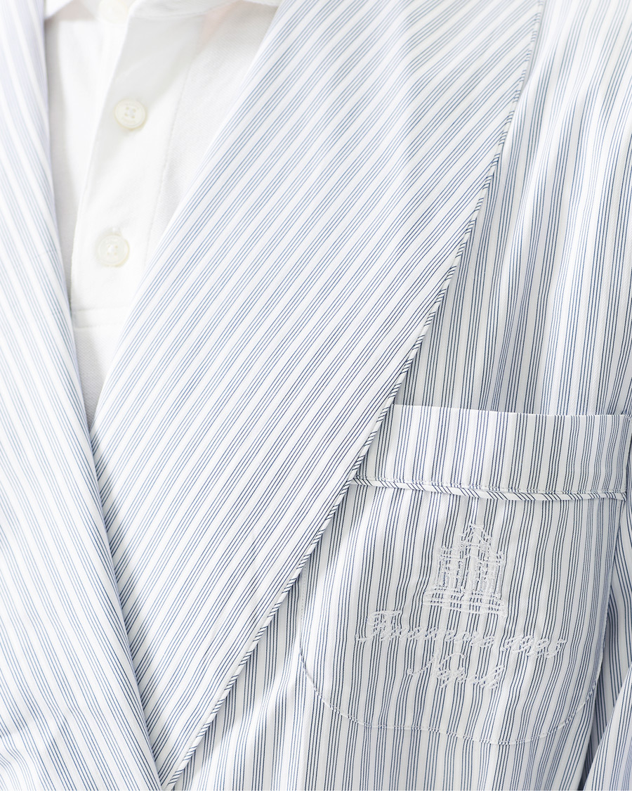 Herr | Pyjamas & Morgonrockar | Finamore Napoli | Striped Popeline Robe White/Blue