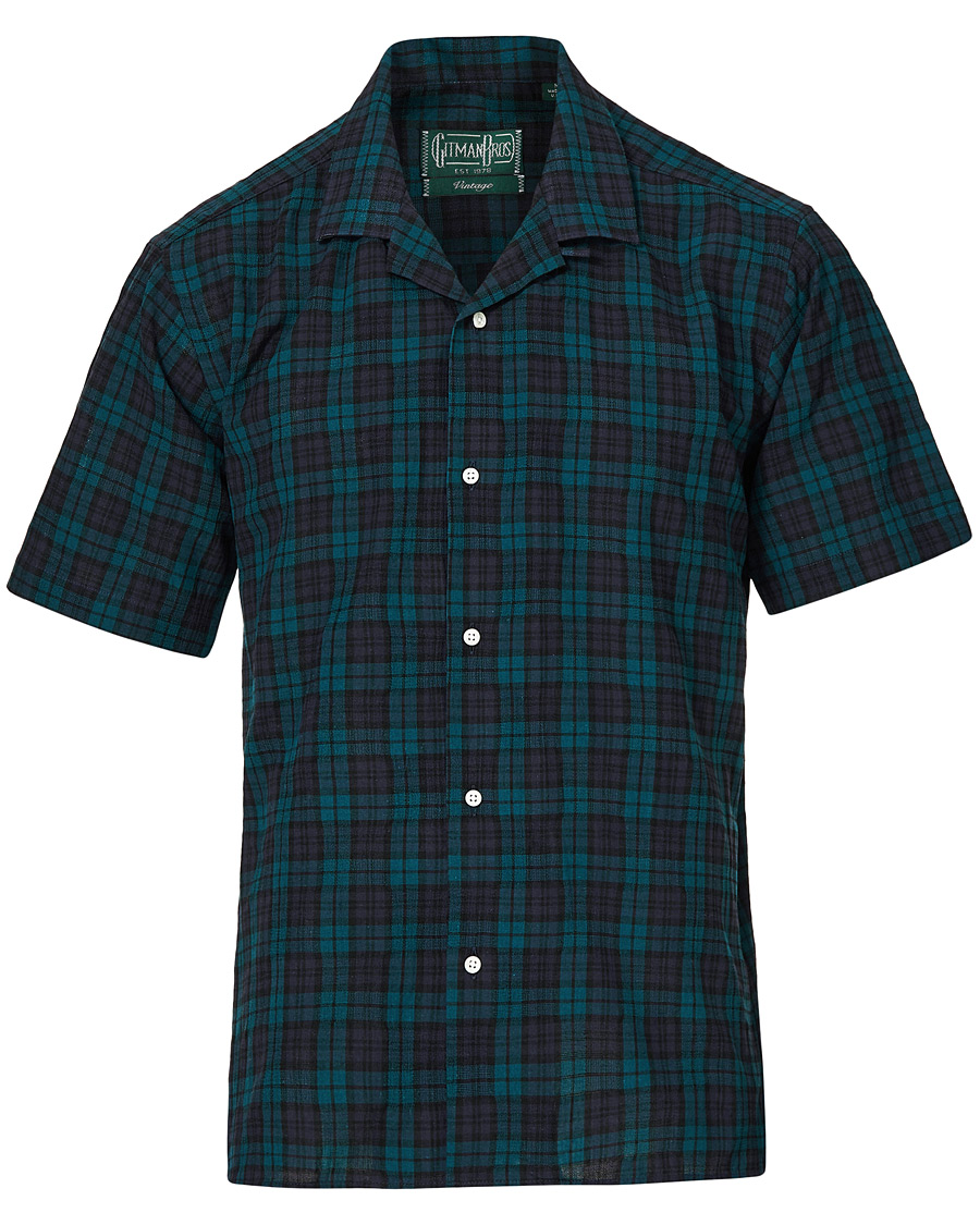 Herr | Skjortor | Gitman Vintage | Panama Cloth Camp Collar Shirt Blackwatch