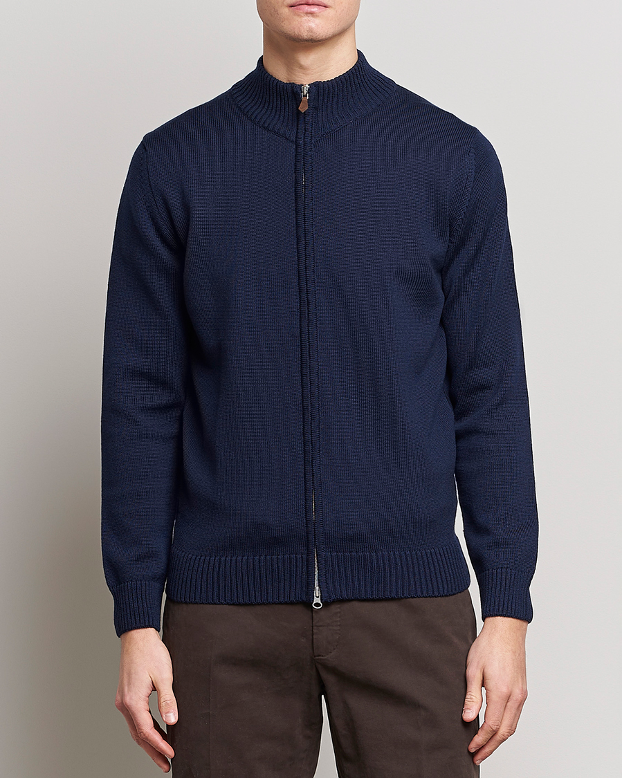 Herr |  | Stenströms | Chunky Merino Full Zip Cardigan Navy