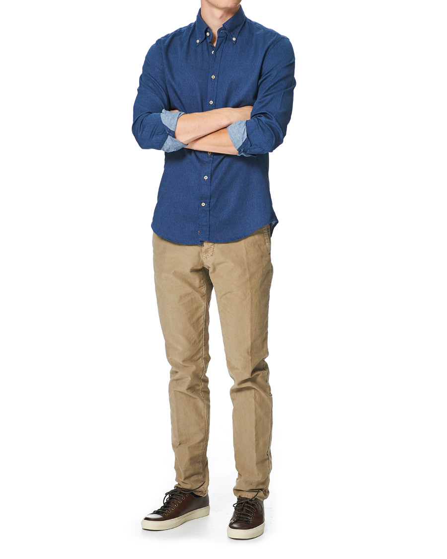 Herr | Skjortor | Stenströms | Slimline Washed Button Down Oxford Shirt Navy