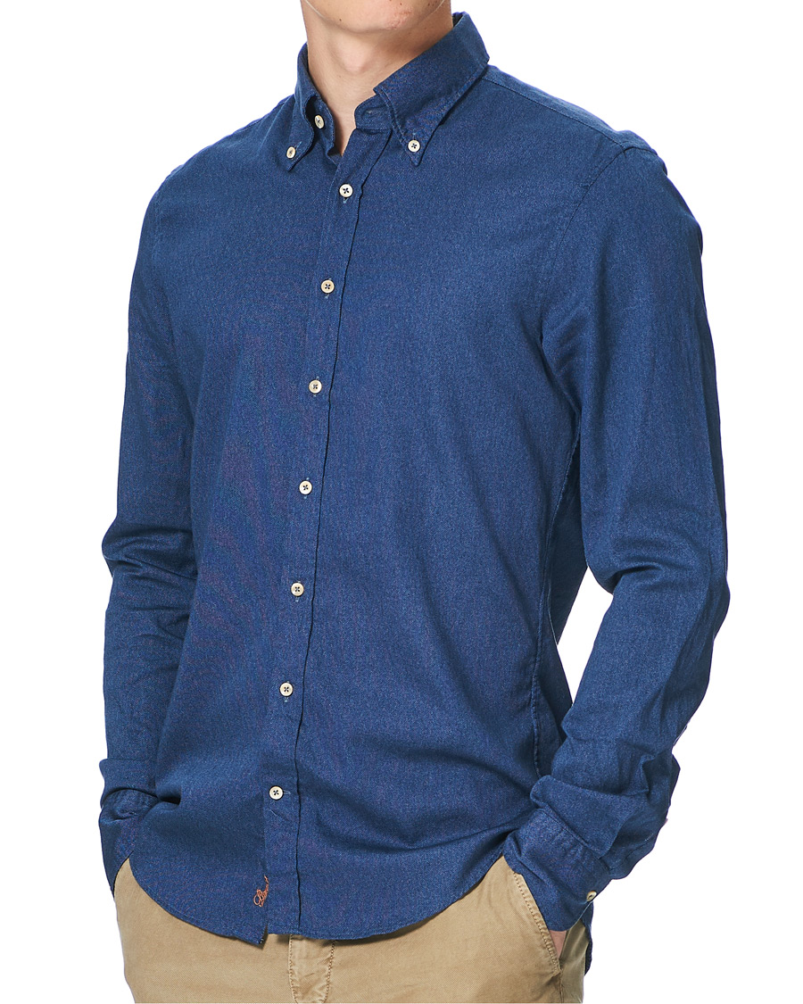 Herr | Skjortor | Stenströms | Slimline Washed Button Down Oxford Shirt Navy