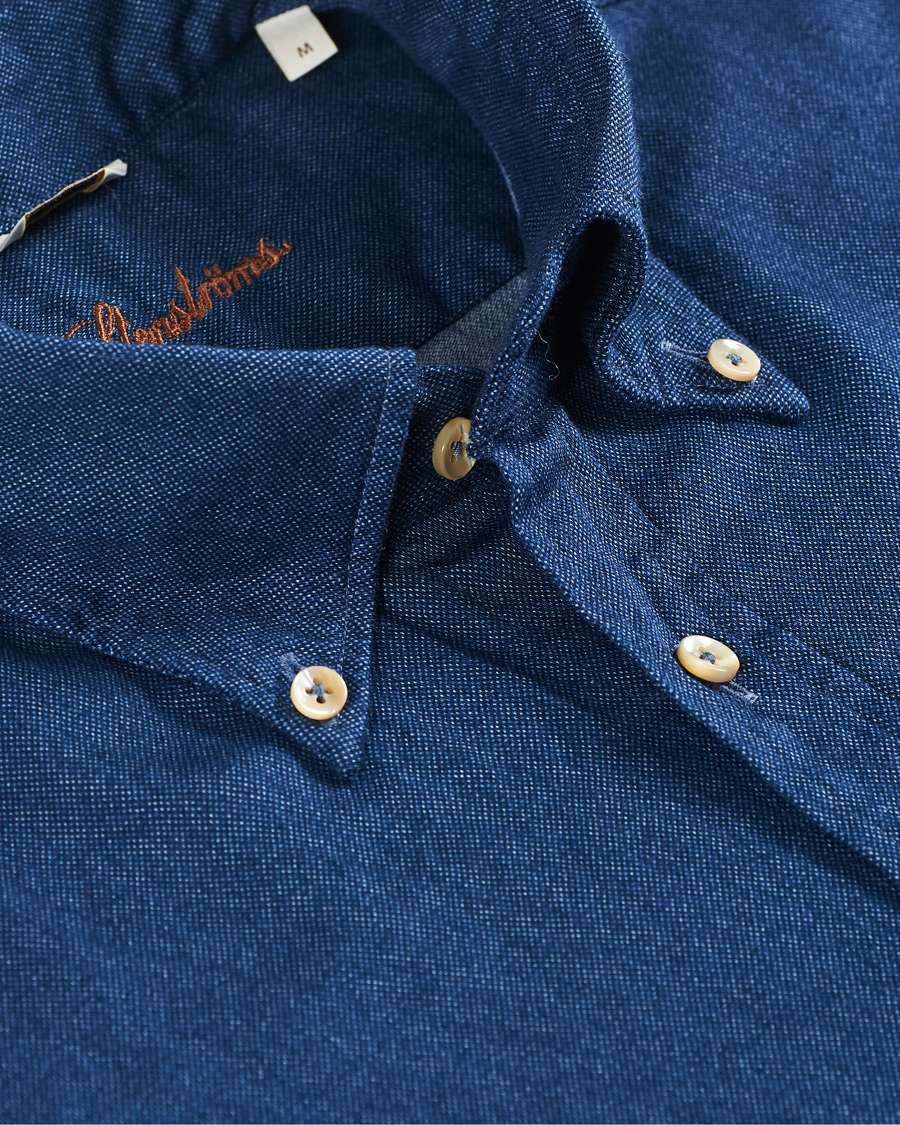 Herr | Skjortor | Stenströms | Slimline Washed Button Down Oxford Shirt Navy