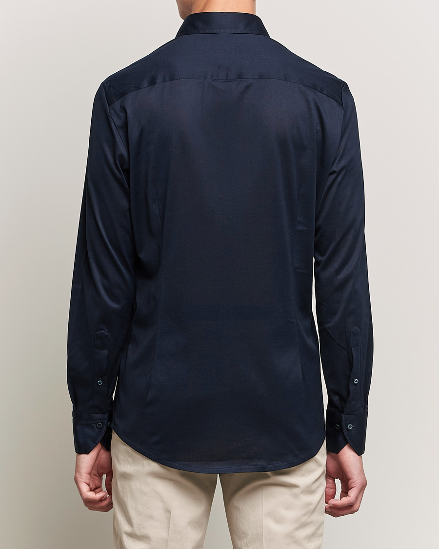 Herr | Skjortor | Stenströms | Slimline Jersey Button Down Shirt Navy
