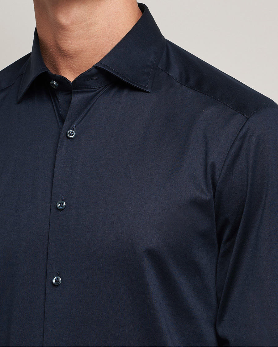 Herr | Skjortor | Stenströms | Slimline Jersey Button Down Shirt Navy