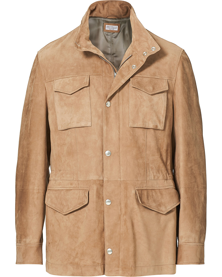 Herr | Jackor | Brunello Cucinelli | Suede Field Jacket Beige