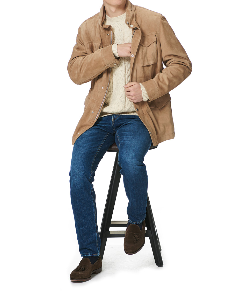 Herr | Jackor | Brunello Cucinelli | Suede Field Jacket Beige