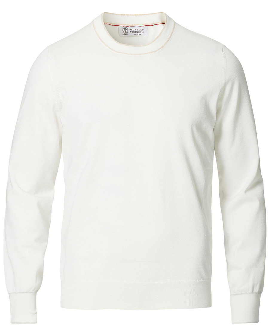 Herr | Tröjor | Brunello Cucinelli | Contrast Collar Crew Neck Sweater Panama