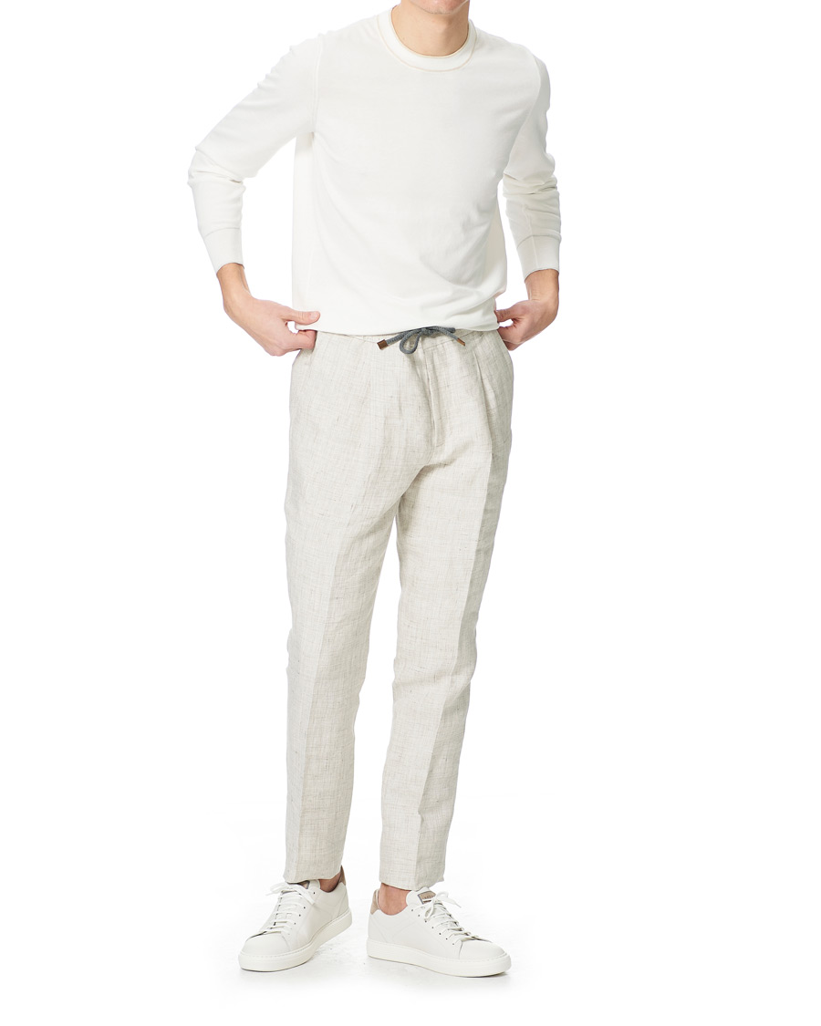 Herr | Tröjor | Brunello Cucinelli | Contrast Collar Crew Neck Sweater Panama