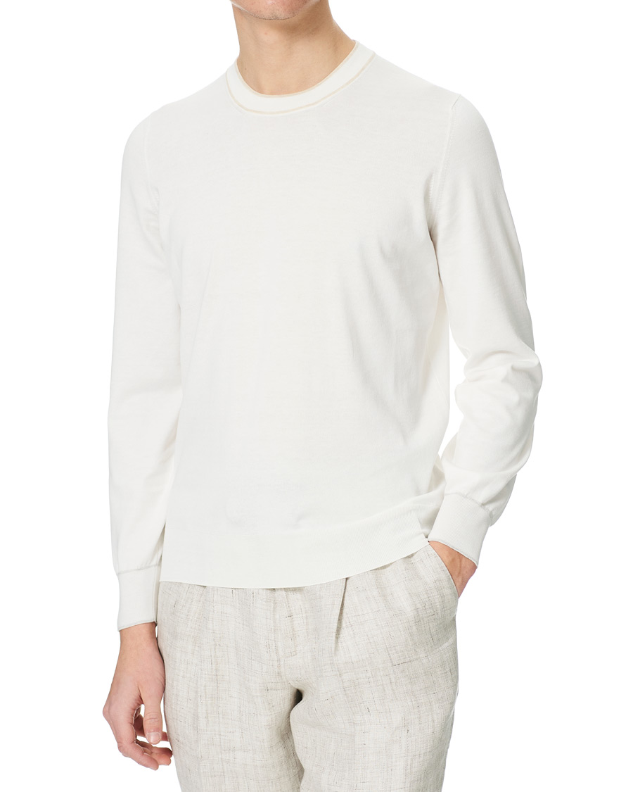 Herr | Tröjor | Brunello Cucinelli | Contrast Collar Crew Neck Sweater Panama