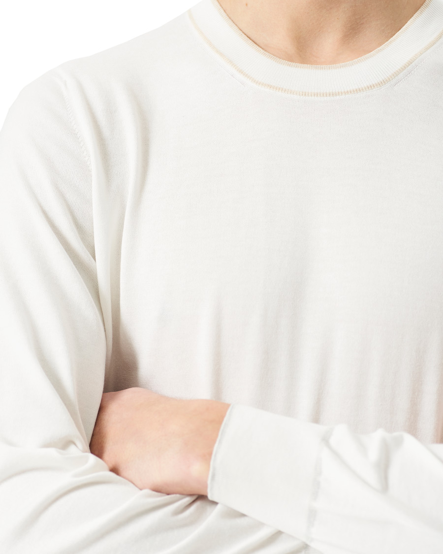 Herr | Tröjor | Brunello Cucinelli | Contrast Collar Crew Neck Sweater Panama
