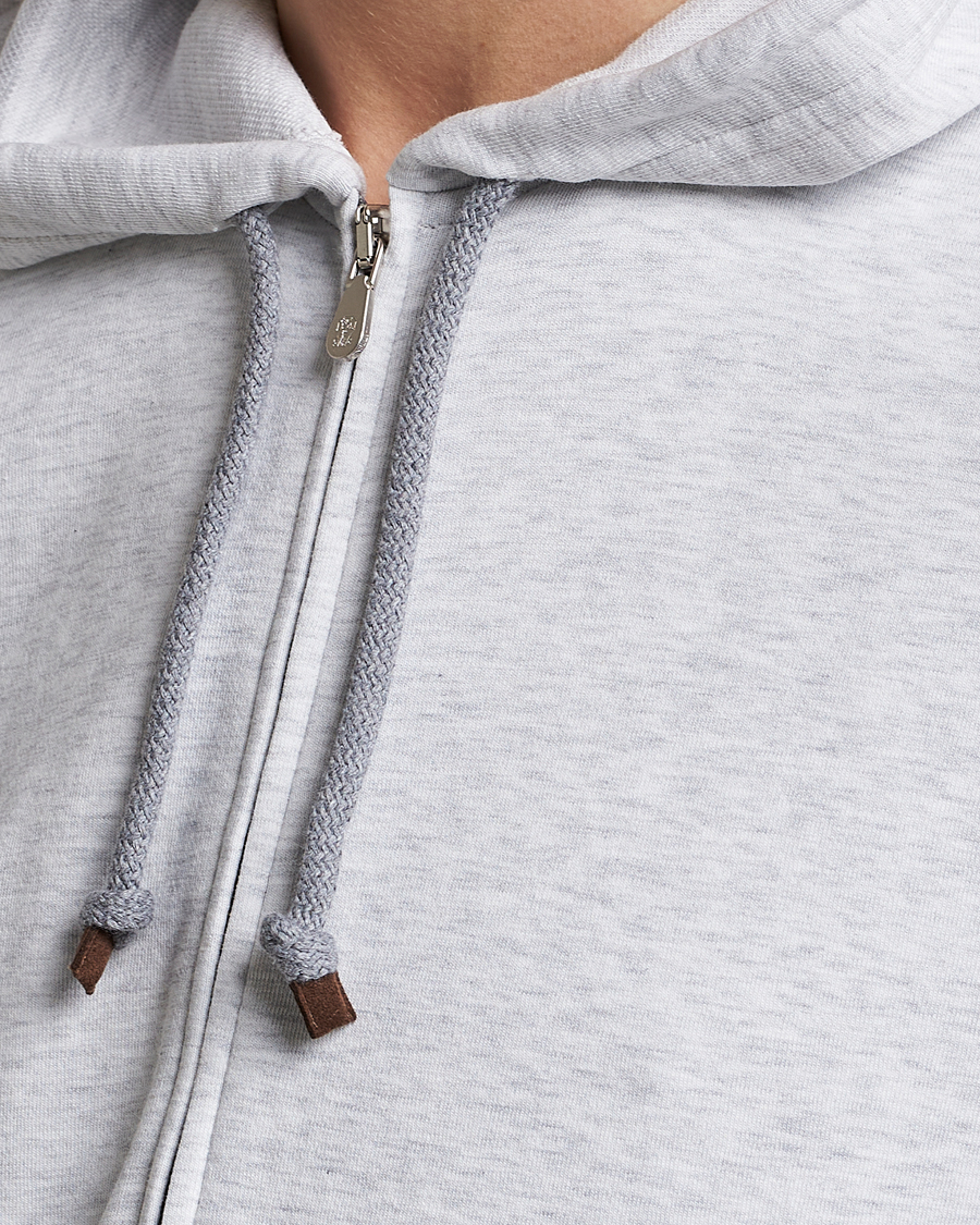 Herr | Tröjor | Brunello Cucinelli | Soft Cotton Zip Hoodie Pearl Grey